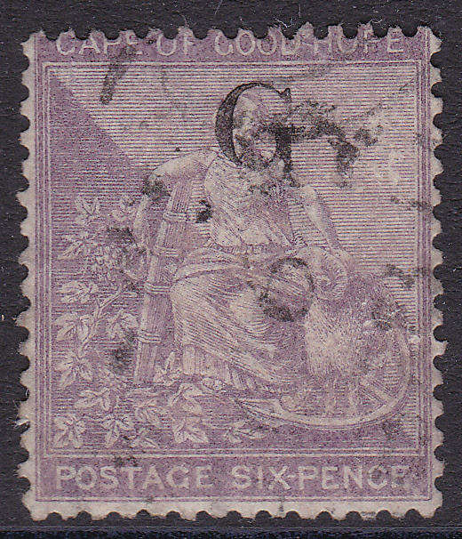 GRIQUALAND WEST 1878 SG13c 2nd PRINTING 6d DEEP LILAC, O/P TYPE8  IN BLACK - VFU CV £130+(2017)