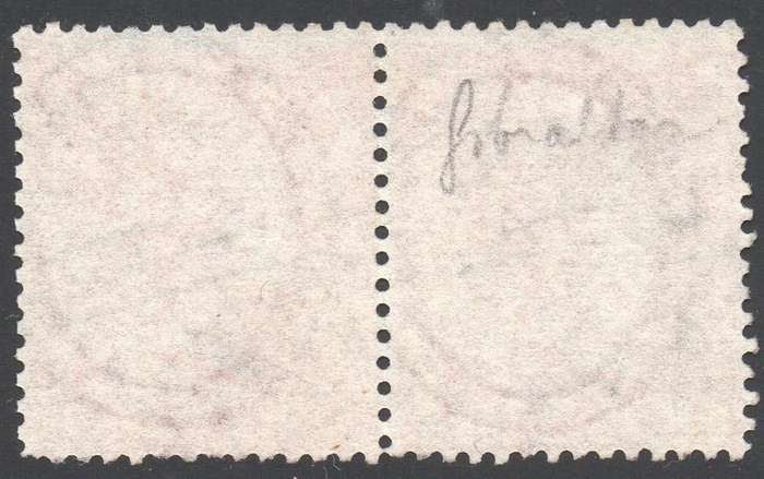 GREAT BRITAIN 1865 SG94 4d VERMILLION PAIR(PLATE 12) USED IN GIBRALTAR - VFU CV £150+(2017)