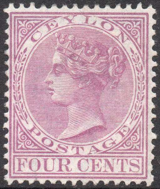 CEYLON 1872-80 SG123 4c ROSY MAUVE MNG  CV £80+(2017)