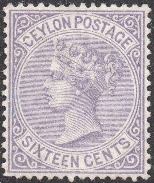 CEYLON 1872-80 SG126 16c PALE VIOLET MNG  CV £150+(2017)