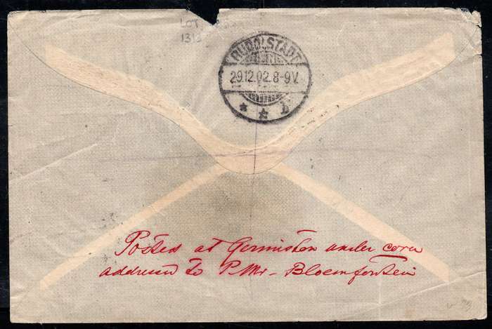 OFS 1902 - REGISTERED COVER BLOEMFONTEIN TO RUDOLSTADT, GERMANY (VIA LONDON) - SEE BELOW