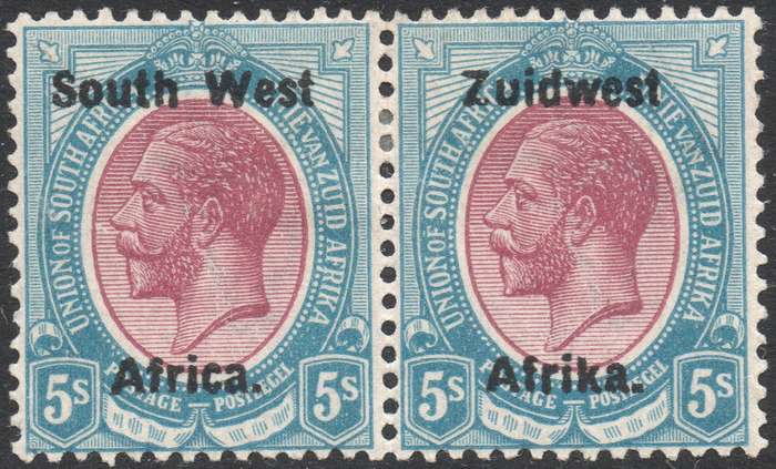 SWA 1923 SACC24 5/- PURPLE & BLUE (TYPE III BOLD O/P) - MM - CV R5000