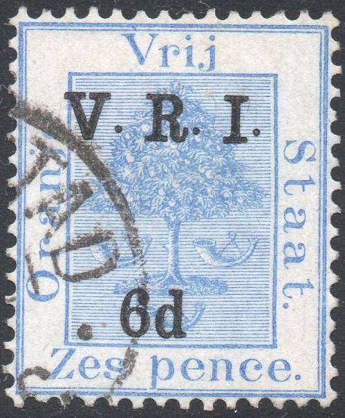 OFS 1900 SG130 : 6d on 6d BLUE(THICK `V`) USED  - CV £32+(2017)