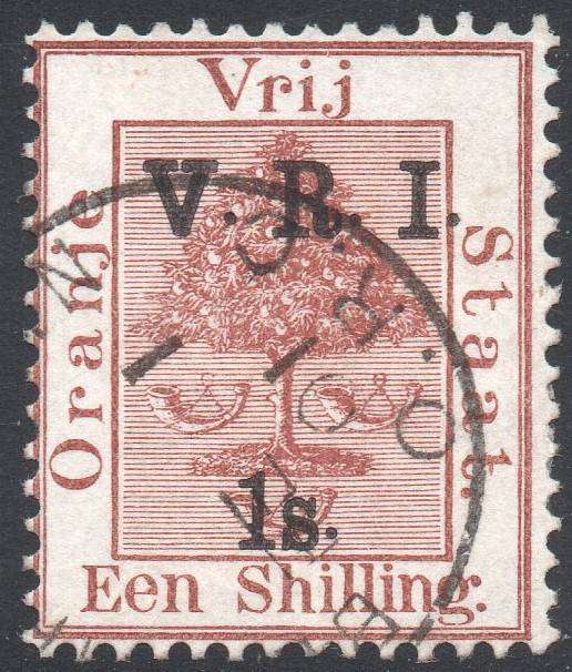 OFS 1900 SG131 : 1/- on 1/- BROWN(THICK `V`) USED  - CV £13+(2017)