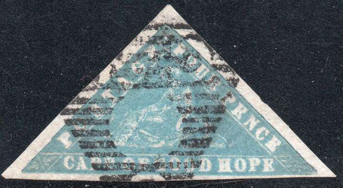 Cape of Good Hope 1861 SACC10a 4d (BRIGHT) GREYISH BLUE WOODBLOCK - VFU - CERTIFICATE - CV R65000