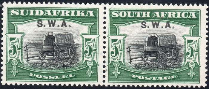 SWA 1927-30 SACC89 5/- BLACK & GREEN PAIR - MM CV R4000