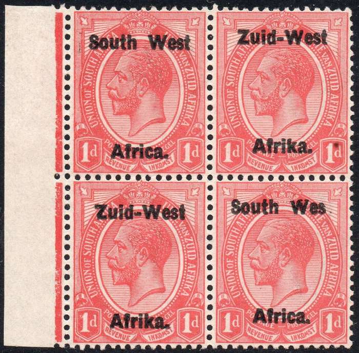 SWA 1923 SACC2/2b -Type 1 : 1d RED BO4, BOTTOM PAIR WITH ''Wes'' for ''West'' VARIETY MM/UM CV R7650
