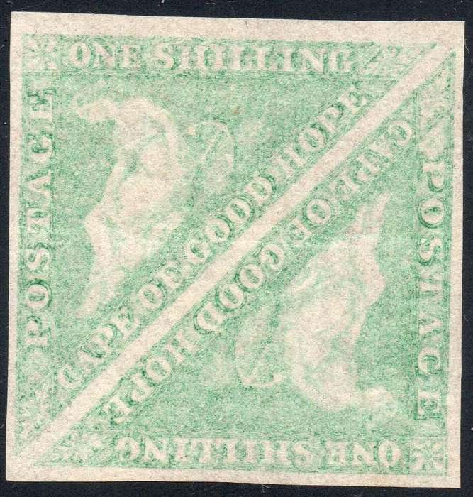 CAPE OF GOOD HOPE :  1864 SACC17a 1/- PALE EMERALD GREEN PAIR - LMM - RARE MULTIPLE