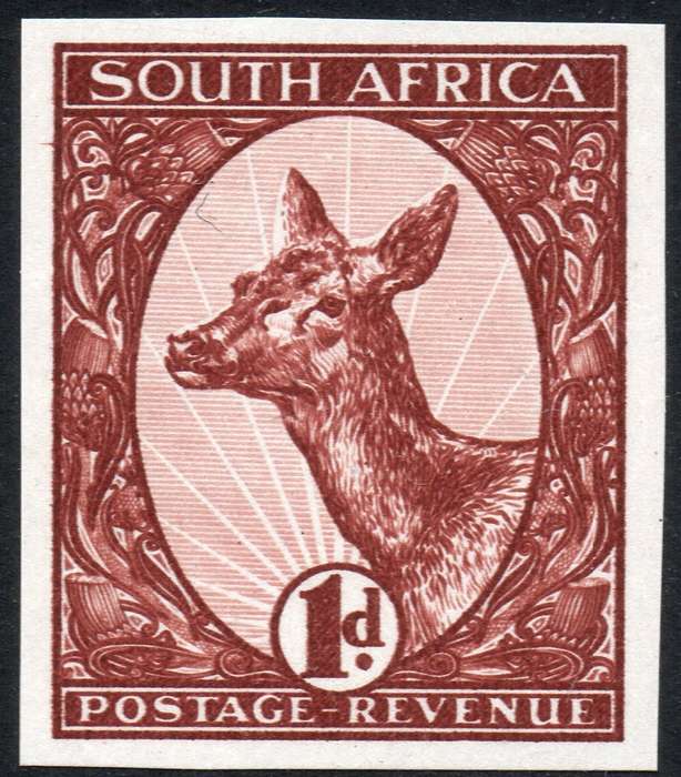 Union of SA - BOOYSENS ESSAY 1d IMPERF MARGINAL SINGLE IN BROWN - UM
