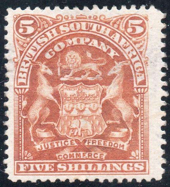 BSAC / RHODESIA  SACC81 5/- BROWN ORANGE - MM CV R2000
