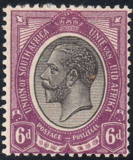 Union of SA : Kings Head SACC10(var) 6d BLACK & VIOLET - MISSING ``Z`` IN ``ZUID`` MM(HR) CV R2500