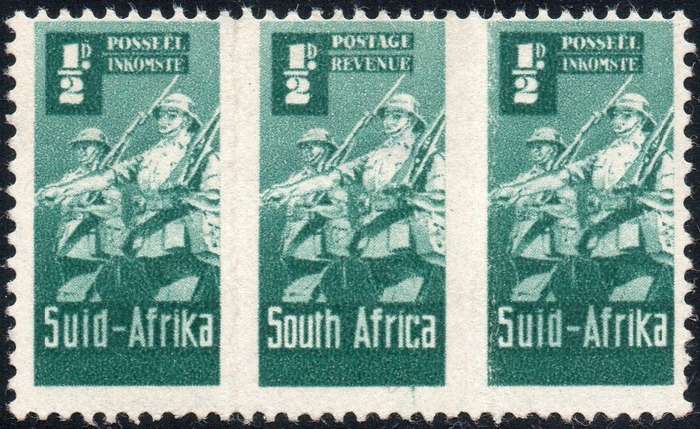 Union of SA - 1942 SACC95c ½d BLUISH GREEN UNIT - VARIETY ROULETTE OMITTED - MM - CV R50000