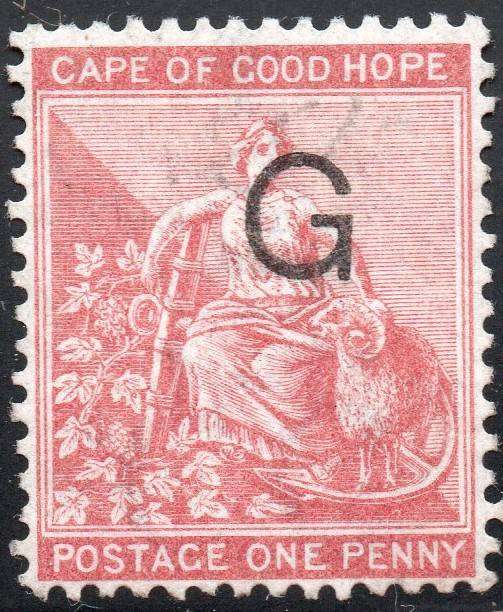 Griqualand West 1878 SG5f or SG11a  - 1d CARMINE - O/P TYPE 6 (IN BLACK) - MM - see below