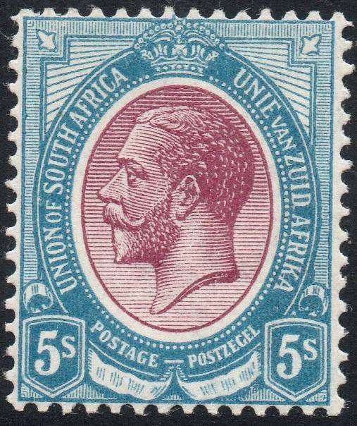 Union of SA - 1913 SACC14 5/- PURPLE and BLUE VLMM CV R3500