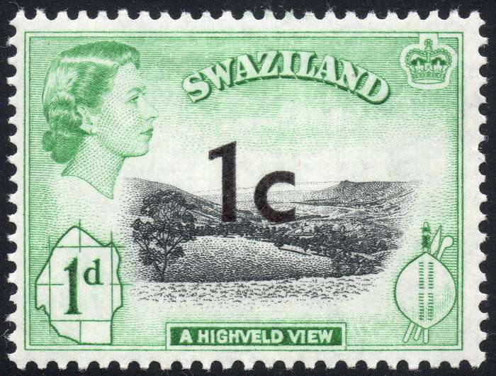 SWAZILAND 1961 SACC65b 1c on 1d WITH SURCHARGE IN MIDDLE - UNMOUNTED MINT - CV R12000