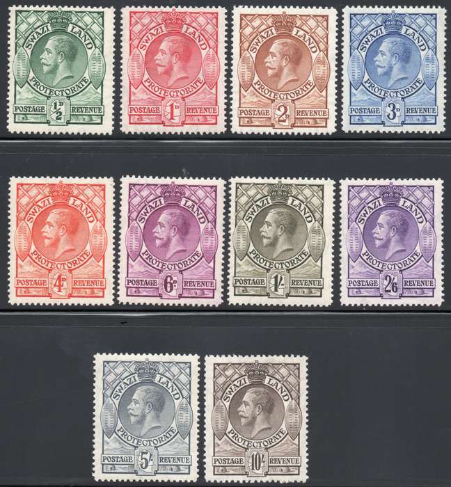 SWAZILAND 1933 SACC10-19 COMPLETE SET OF 10 - UM/MM CV R5879