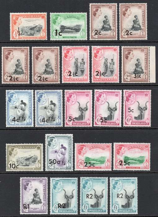 SWAZILAND 1961 SACC64-76 - FULL SET WITH EXTRA TYPES - SUPERB UM - SEE SCANS