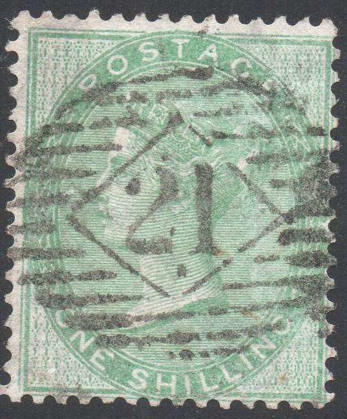 GREAT BRITAIN : SG72 1/- GREEN - VFU - CV £350(2017)
