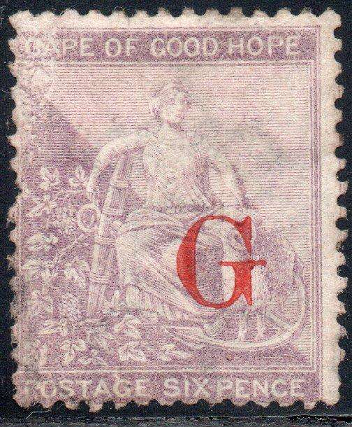GRIQUALAND WEST 1877-8 SG8b 1st PRINTING 6d DEEP LILAC, O/P TYPE2  IN RED - MNG CV £600+(2017) RARE