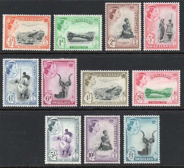 SWAZILAND 1956 SACC52 // 63 SHORT SET OF 11(MISSING 1s6d) - MM CV R2769