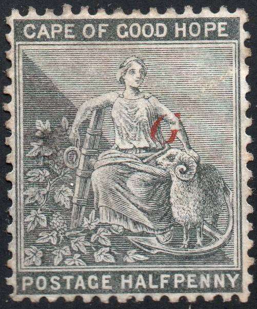 Griqualand West 1878 SG15 ½d Grey-Black with o/p type 16 in red - MNG - CV £28(2017)