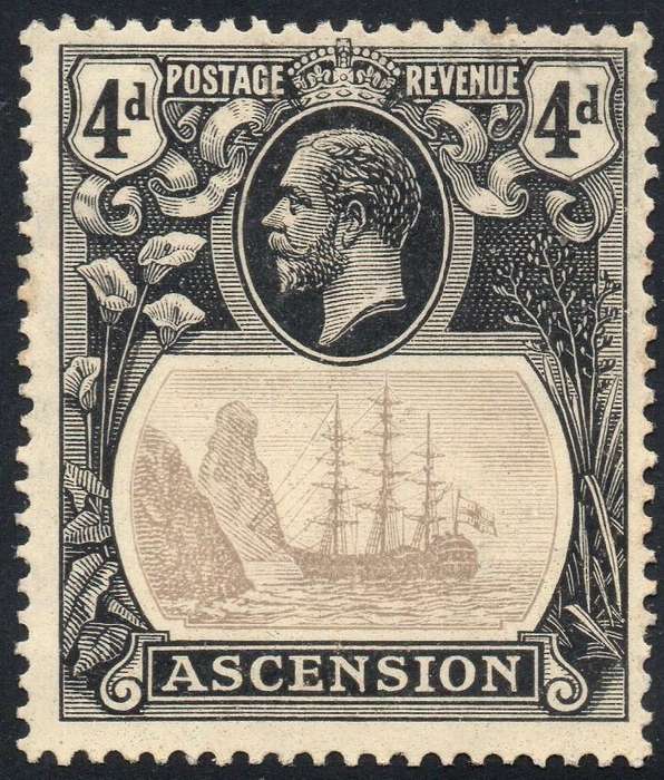 ASCENSION 1924-33 SG15 4d GREY-BLACK & BLACK / YELLOW - MNG - CV £50+