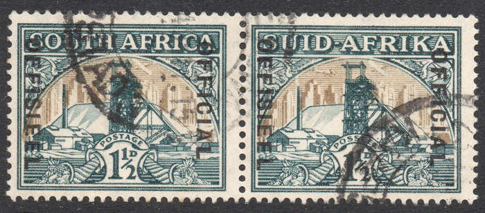 Union of SA -SACC26ab 1½d GREEN & BRIGHT GOLD ''OFFICIAL'' with ''DROPPED OFFICIAL'' VFU - CV R1200