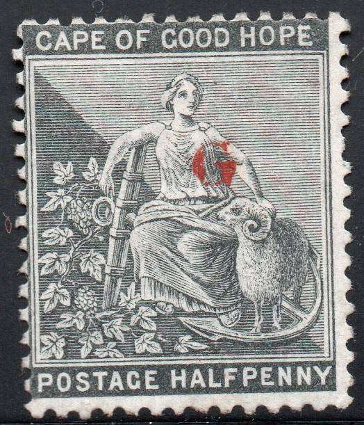 Griqualand West 1878 SG14 ½d Grey-Black with o/p type 15 in red - MNG - CV £27(2017)