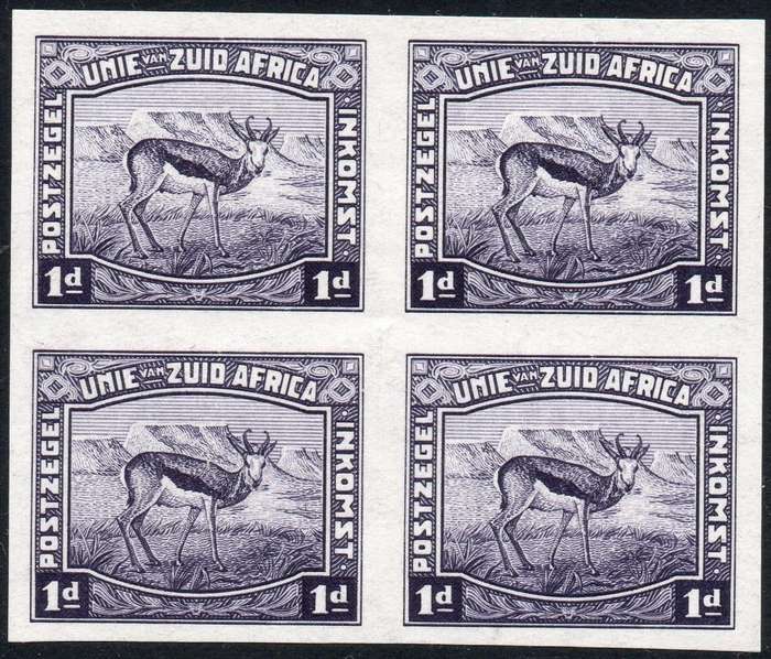 Union of SA - HARRISON ESSAY - 1d PURPLE BO4 - UM (FULL GUM) - SCARCE - SEE SCANS