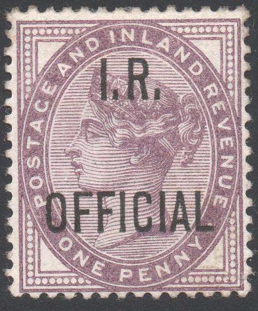 GREAT BRITAIN OFFICIALS : 1882 SG03 1d LILAC ''I.R. OFFICIAL'' - MM - CV £8(2017)