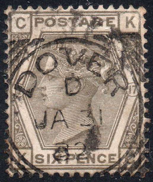 GREAT BRITAIN 1880 SG161 4d GREY-BROWN(PLATE 17) - VFU - CV £80+(2017)