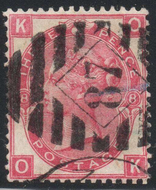 GREAT BRITAIN 1872 SG103 3d ROSE(PLATE 8) - VFU - CV £60+(2017)