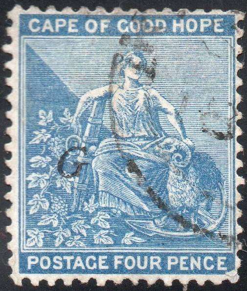Griqualand West 4th PRINTING SG21 4d Dull Blue with overprint type 16 - VFU - CV £26(2017)