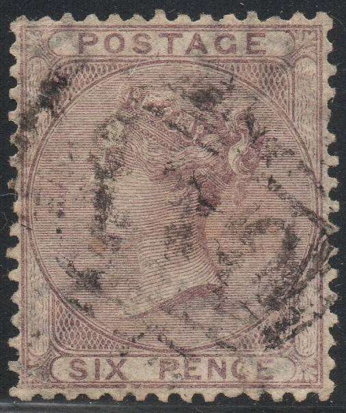 GREAT BRITAIN 1856 SG70 6d LILAC - VFU - CV £125+(2017)