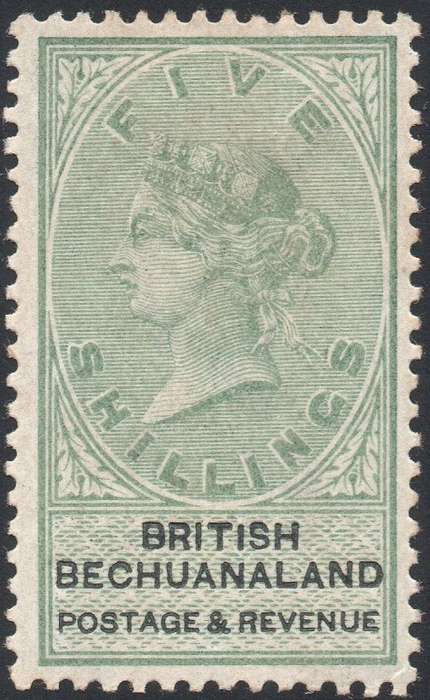 BECHUANALAND 1897 SACC18 5/- GREEN & BLACK MM CV R3500