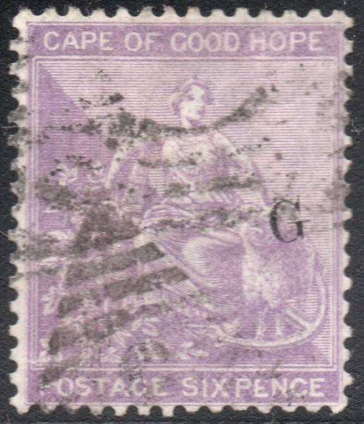 Griqualand West SG27 4th PRINTING 6d VIOLET - VFU with o/p type 17