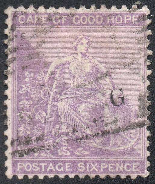 Griqualand West SG27 4th PRINTING 6d VIOLET - VFU with o/p type 17