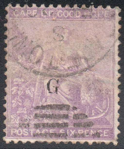 Griqualand West SG27 4th PRINTING 6d VIOLET - VFU with o/p type 17