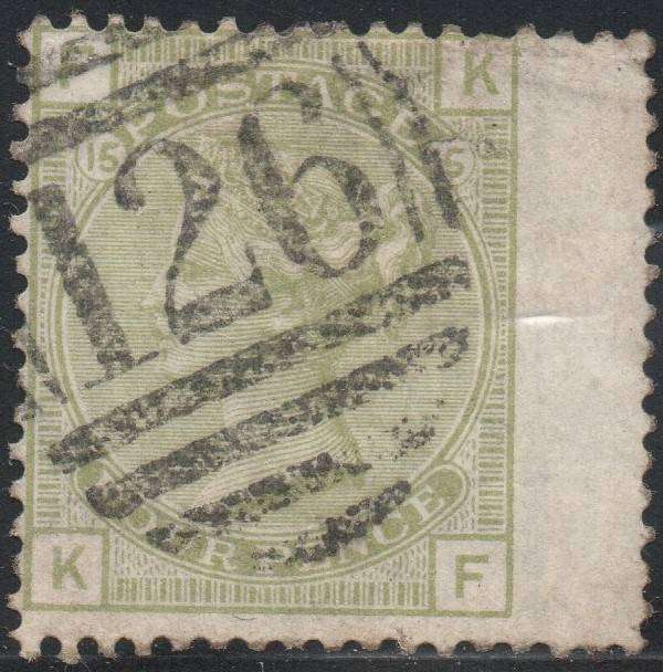 GREAT BRITAIN 1877 SG153 4d SAGE-GREEN(PLATE15) VFU CV £300+(2017)