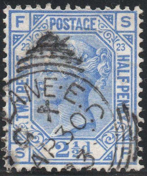 GREAT BRITAIN 1881 SG157 2½d BLUE (PLATE23) - SUPERB USED - CV £35+(2017)