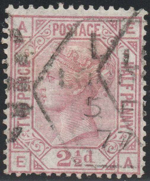 GREAT BRITAIN 1876 SG141 2½d ROSY MAUVE (PLATE 5) - VFU - CV £80+(2017)
