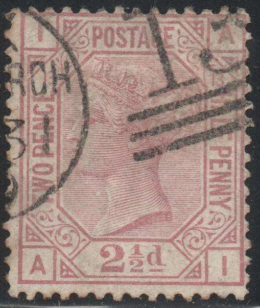 GREAT BRITAIN 1878 SG141 2½d ROSY MAUVE (PLATE 13) - VFU - CV £80+(2017)
