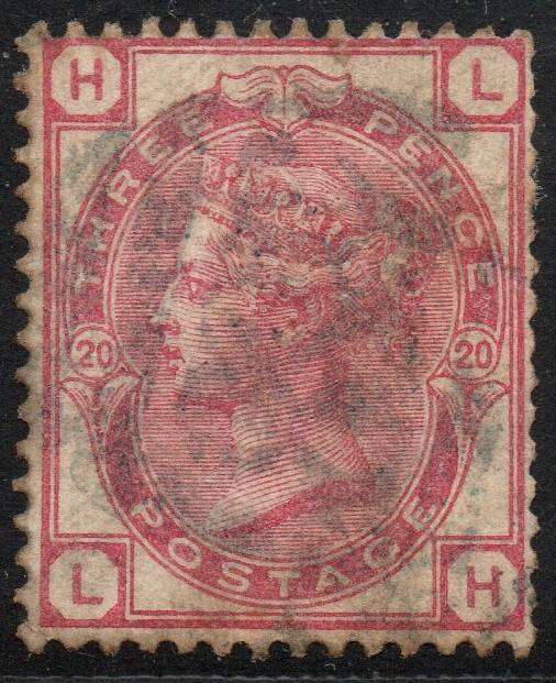 GREAT BRITAIN 1873 SG144 3d PALE ROSE(PLATE 20) - VFU CV £140(2017)