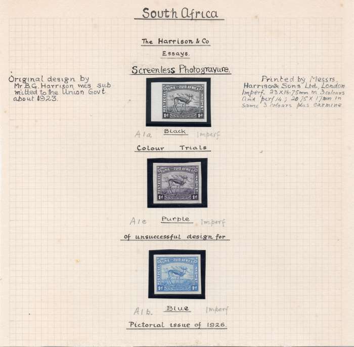 Union of SA - HARRISON ESSAYS - LARGE FORMAT PROOFS ON ALBUM PAGE - SEE BELOW
