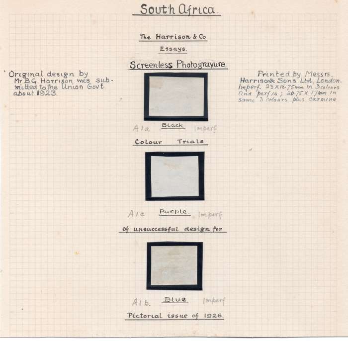 Union of SA - HARRISON ESSAYS - LARGE FORMAT PROOFS ON ALBUM PAGE - SEE BELOW