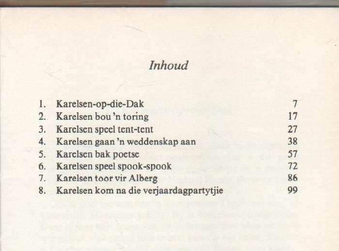 KARELSEN-OP-DIE DAK - ASTRID LINDGREN (1 STE AFRIKAANSE UITGAWE 1978) TV UITGAWE