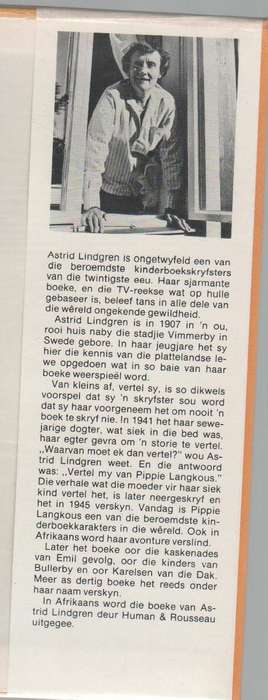 KARELSEN-OP-DIE DAK - ASTRID LINDGREN (1 STE AFRIKAANSE UITGAWE 1978) TV UITGAWE