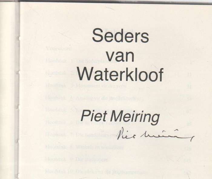 SEDERS VAN WATERKLOOF - PIET MEIRING (GETEKEN - 1 STE DRUK 1988)
