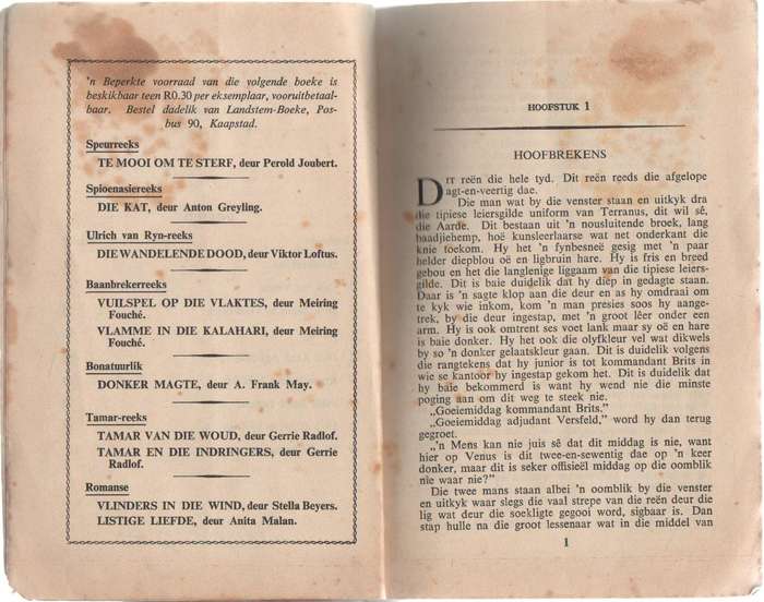 VERSKRIKKING OP VENUS - HEINRICH DE RIDDER (KAFEEBOEKIE OUD) LANDSTEM BOEK VAN DIE MAAND
