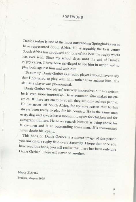 DANIE GERBER MAESTRO OF THE MIDFIELD  - CHRIS SCHOEMAN (1 ST PUBLISHED 1995)